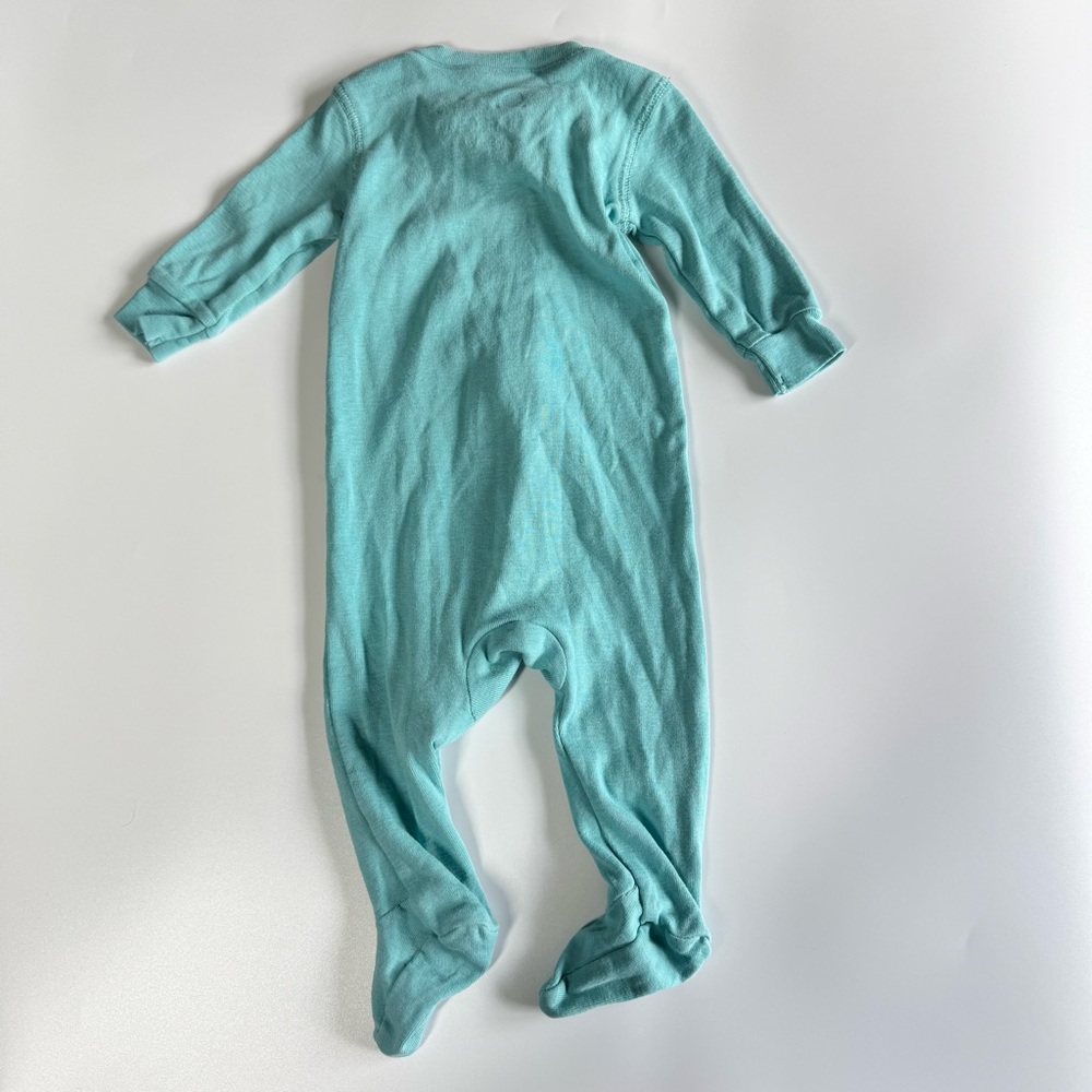 Bundle of Primary Footie Pajamas Size 0-3 Months Zipper Blue Stripes 100% Cotton - Picture 6 of 11